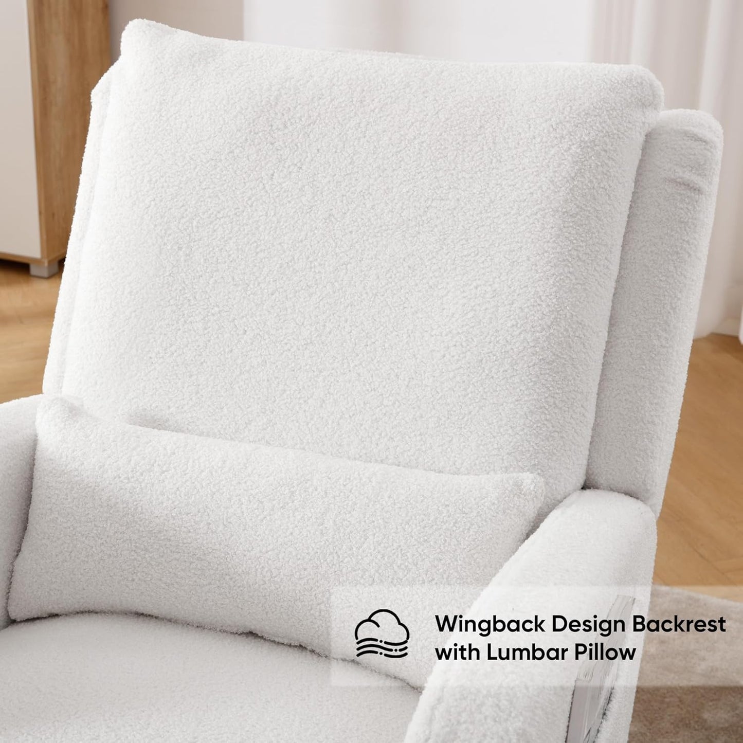 HCHAIRH Rocking Chair Nursery, Sherpa Nursing Rocking Chairs, Upholstered Nursery Glider Rocker for Mom Nursery Morden Accent Rocking Chair Pillow for Living Room,Bedroom,Teddy Light Grey