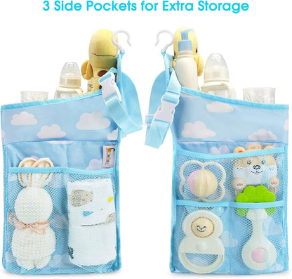 Maliton Changing Table Diaper Organizer - Baby Hanging Diaper Stacker Nursery Caddy Organizer for Cribs Playard Baby Essentials Storage (Gray)