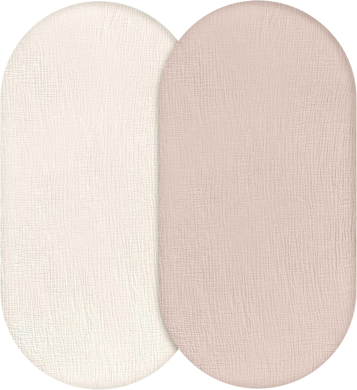 Muslin Bassinet Fitted Sheets 2 Pack, Soft Breathable Cotton Baby Bassinet Mattress Sheet Set, 360° Elastic Snug Fit, Universal for Oval, Rectangle & Hourglass Cradle, Unisex Baby Bedding (Cute Cars)