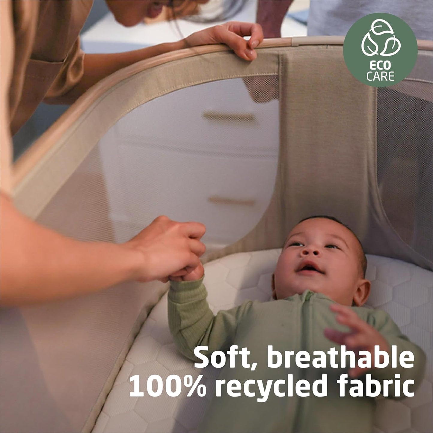 Maxi-Cosi Iora Baby Bassinets Bedside Sleeper, Portable Bassinet, Infant Bedside Sleeper Crib, Height Adjustable, Breathable Mesh, Large Storage Basket, Truffle