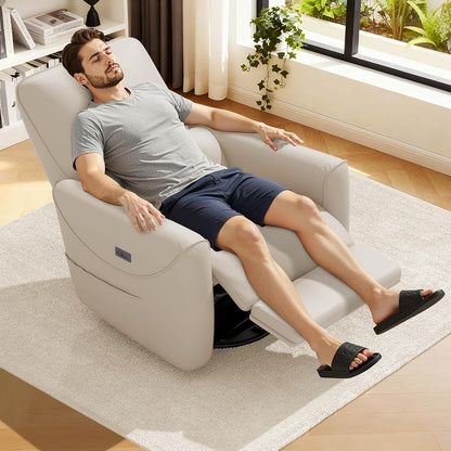 KINGYES Power Recliner Chair, 270° Swivel Glider, Living Room Recliner with USB-C Port, Nursery Rocking Chair, Gray