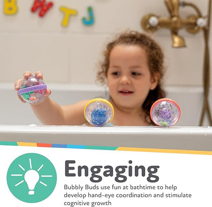 Nuby Bubbly Buds Interactive Bath Set - (4-Pack) Baby Bath Toys - 6+ Months