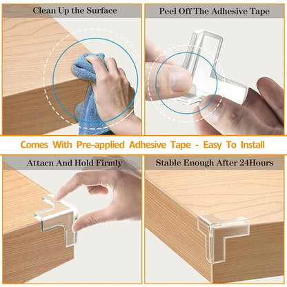 32 Pack Corner Protectors for Baby, Clear Corner Guards Table Corner Protector, Corner Bumpers Covers, Furniture & Sharp Corner Baby Proofing, T-Shaped