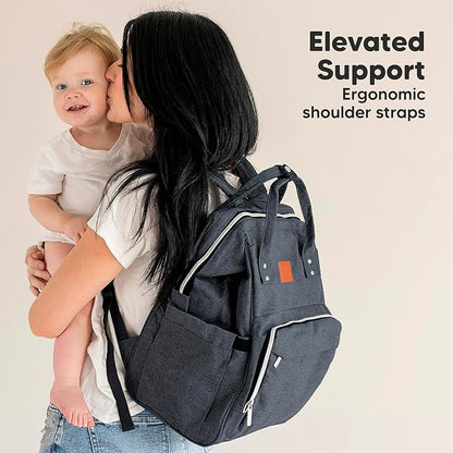 KeaBabies Baby Diaper Bag Backpack - Large Baby Bag for Boys, Girls, Waterproof Multi Function Travel Diaper Backpack with Changing Pad, Durable Travel Essentials for Moms and Dads (Mystic Gray)
