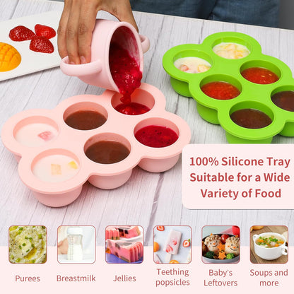 12x1.5oz Baby Food Storage Containers, Baby Food Freezer Tray with Clip Lid Gossamer Pink, Food Grade Silicone Freezer Trays for Purees & Vegetables