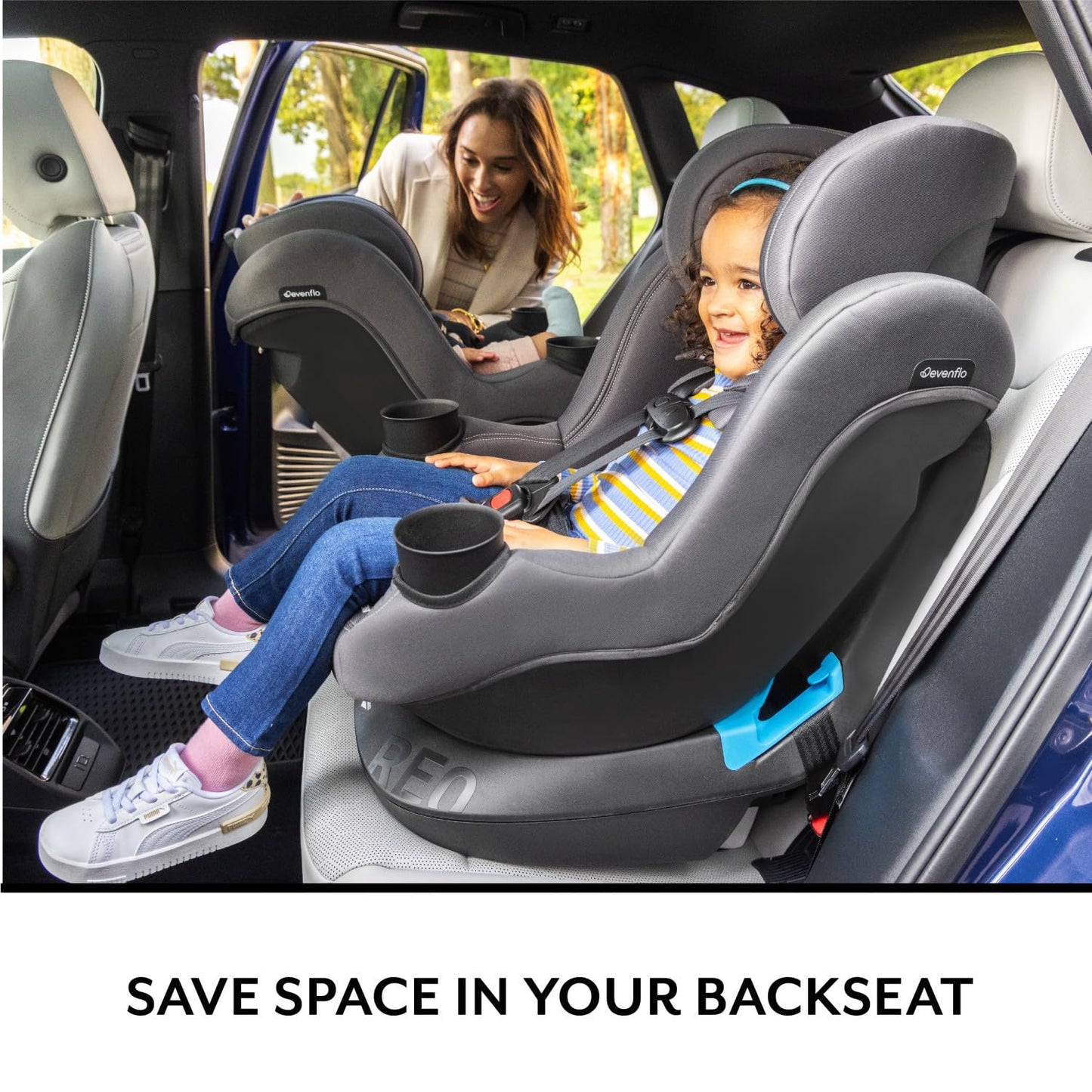 Evenflo REO by Revolve360 Rotating Convertible Car Seat with Quick Clean Cover, Infant to Toddler, Forward and Rear Facing, Compact Design, One-time Install (Chelsea)