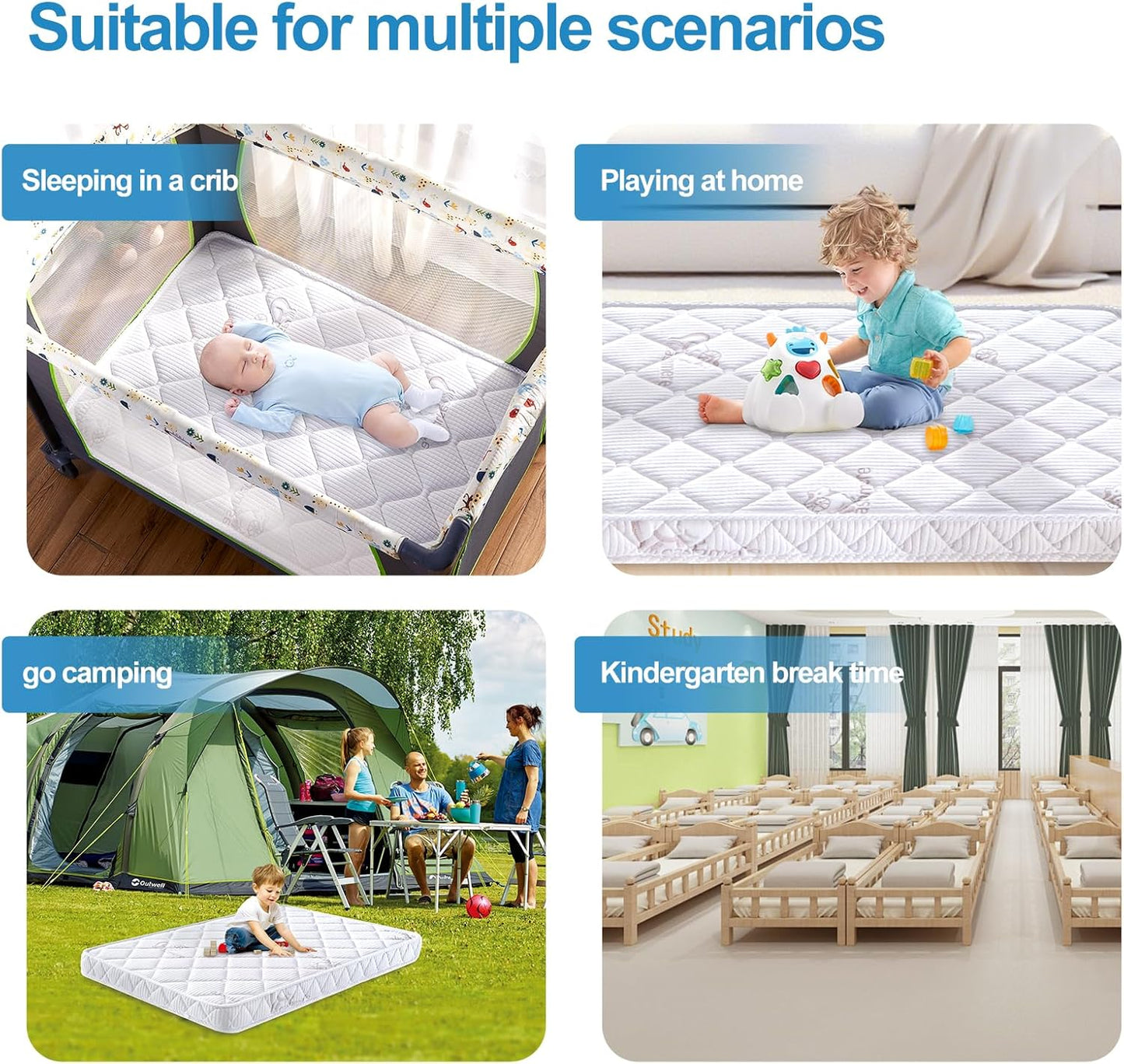 Feisaibaoly Pack and Play Mattress (38 “x26 ”x1.5),Skin Friendly Fabric, Soft, Breathable and Quiet, Provides Baby Friendly Support and Helps Healthy Spine Development,Pack and Play Topper.