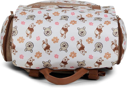Disney Diaper Bag Backpack with Changing Pad Winnie the Pooh – 16” Nylon Baby Bag for Parents, Insulated Bottle Holders, Multiple Storage Pockets