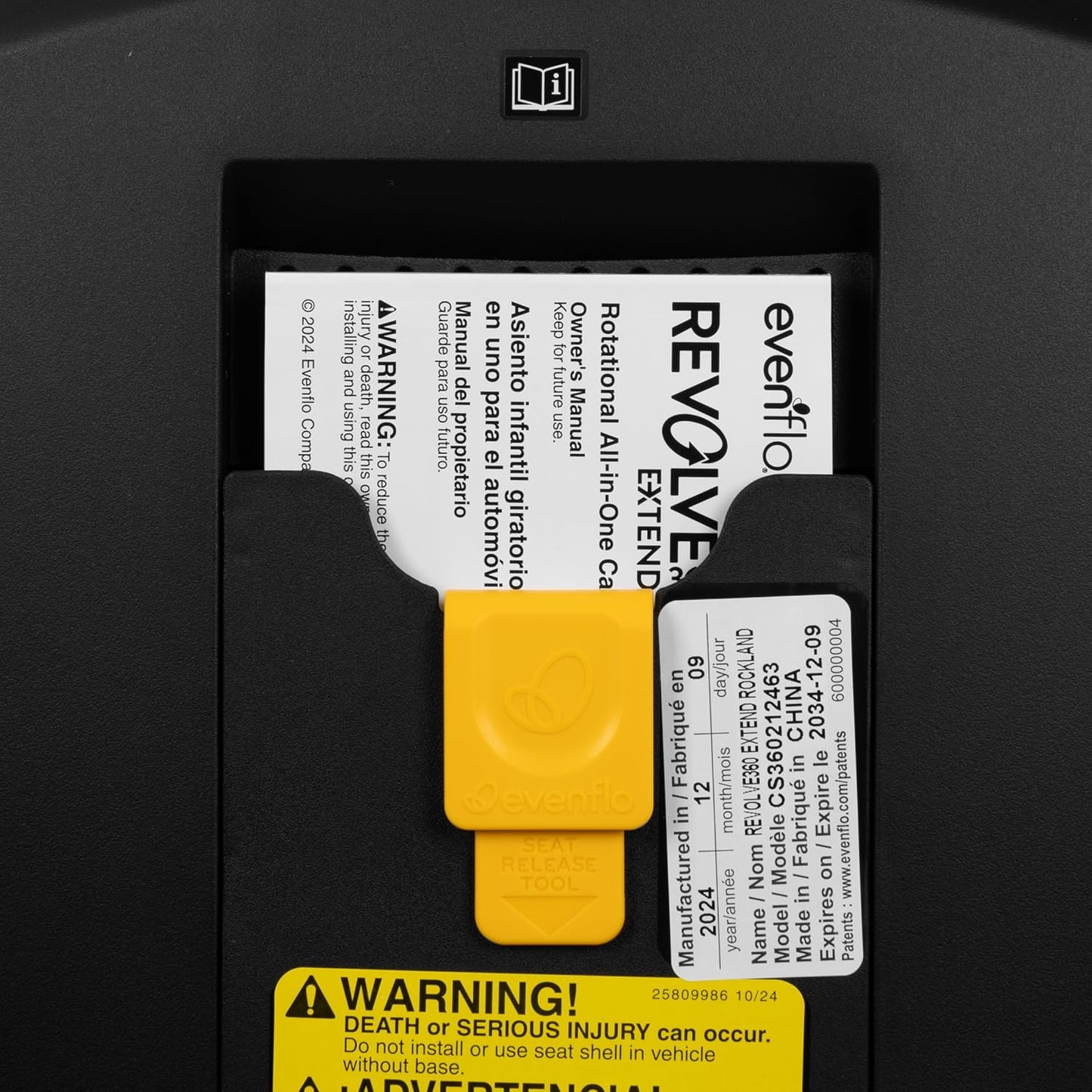 Evenflo Gold Revolve360 Extend All-in-One Rotational Car Seat with SensorSafe (Onyx Black)