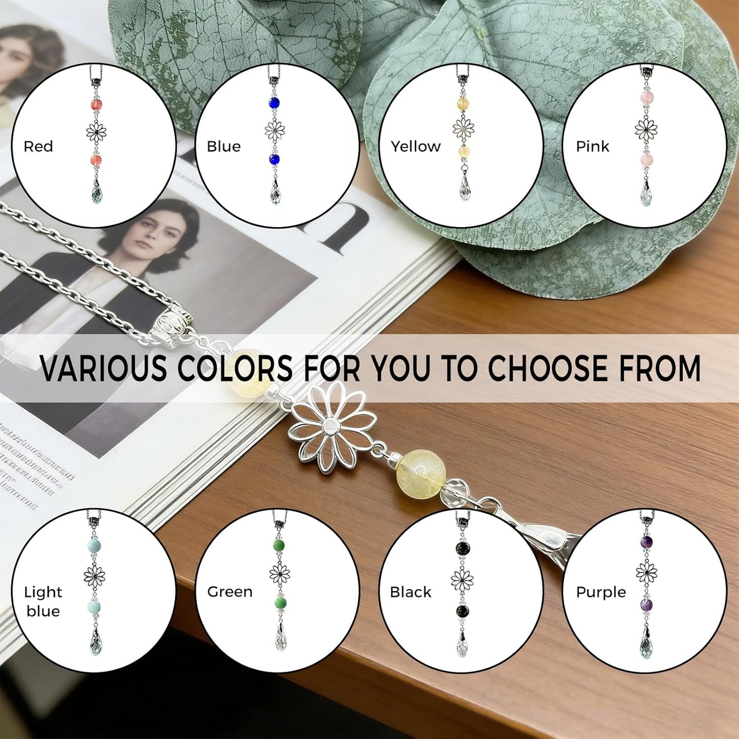 Boho Crystal Prism Rearview Mirror Charm, Rainbow Sun Catcher Hanging Car Charm Accessory, Alloy & Crystal Car Ornament for Women Men, Gift of Joy & Protection,Blue
