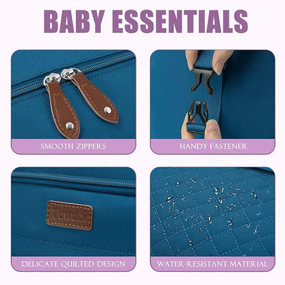Tuwubi Diaper Bag Tote,Baby Diaper Bag with Pacifier Case Large Travel Diaper Tote Caddy for Mom and Dad Multifunction Baby Bag - M-Teal