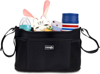 CM Stroller Organizer Diaper Bag Stroller Accessories Pack with Drink Holders and Zipped Pockets for Baby Stroller, Car, Shopping Cart. Fits All Major Strollers. (Marble White)