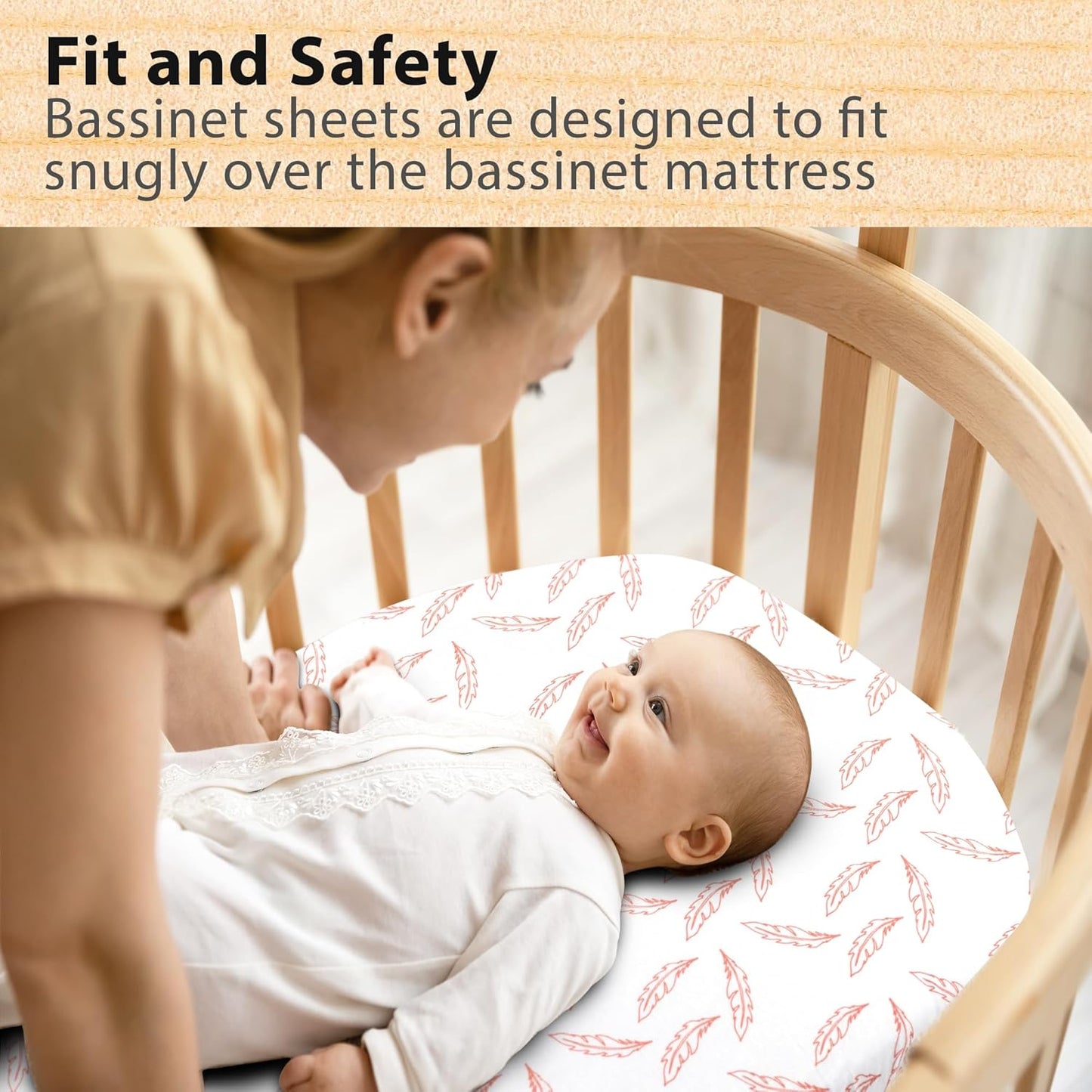 3-Pack Bedside Sleeper Bassinet Sheets | GOTS Certified Organic 100% Muslin Cotton | Ultra Soft & Breathable | 33×20×4” Fitted Sheets | Universal Fit 29–33” x 17–21” Pads