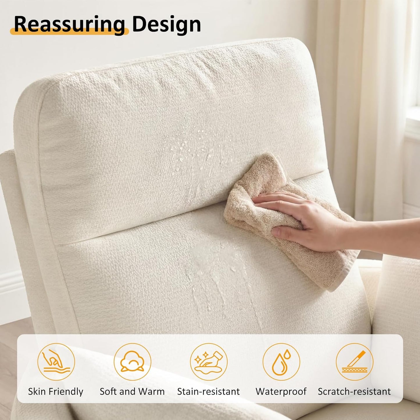 Nursery Rocking Chair, Oversized 360° Swivel Glider Recliner Chair, Upholstered Nursery Rocker with 2 Pillows and Footrest, Cozy Reclining Sofa for Living Room, Bedroom, Nursing, Olive