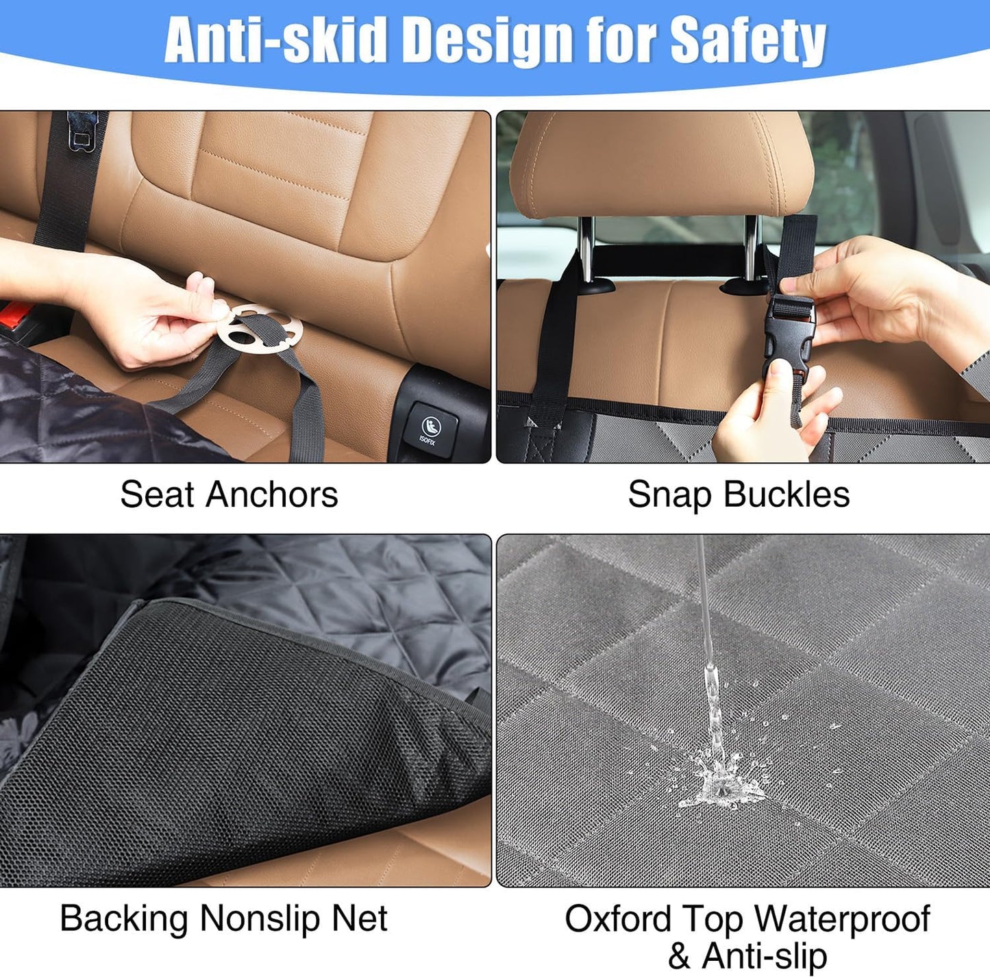 Kytely Dog Car Seat Cover for Back Seat,600D Heavy Duty Dog Hammock for Car with Side Flap,100% Waterproof Pet Backseat Cover, Anti-Scratch Nonslip Pet Seat Protector for Cars Trucks and SUV