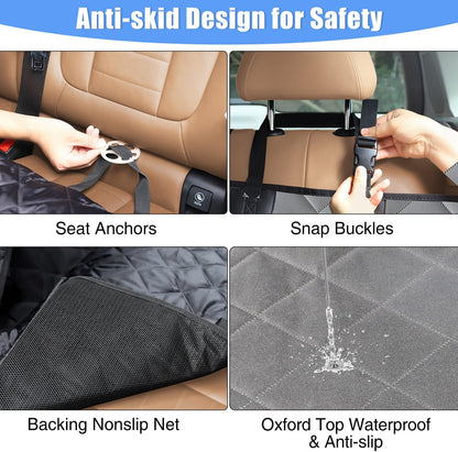 Kytely Dog Car Seat Cover for Back Seat,600D Heavy Duty Dog Hammock for Car with Side Flap,100% Waterproof Pet Backseat Cover, Anti-Scratch Nonslip Pet Seat Protector for Cars Trucks and SUV