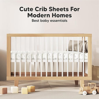 KeaBabies 2-Pack Organic Crib Sheets for Boys, Girls - 52x28 Fitted Crib Mattress Sheet Neutral, Breathable Jersey Cotton Cover for Baby Bed, Toddler Mattress, Soft & Cute Prints (KeaSafari)