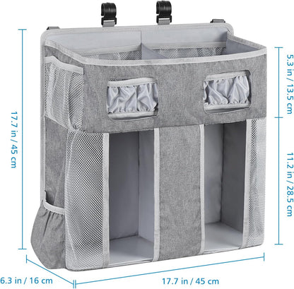 Accmor Hanging Baby Diaper Caddy Organizer, Diaper Stacker, Baby Crib Hanging Classified Storage Bag Organizer for Changing Table, Crib, Playard or Wall & Nursery Organization, Grey