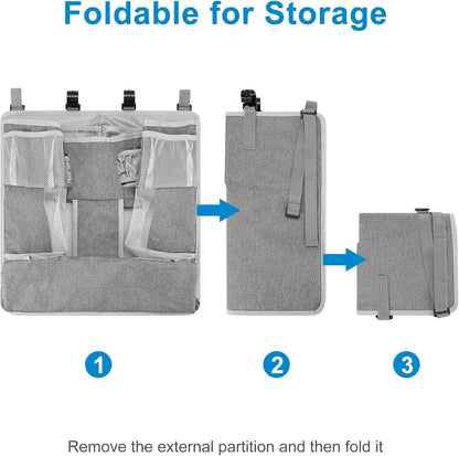Accmor Hanging Baby Diaper Caddy Organizer, Diaper Stacker, Baby Crib Hanging Classified Storage Bag Organizer for Changing Table, Crib, Playard or Wall & Nursery Organization, Grey