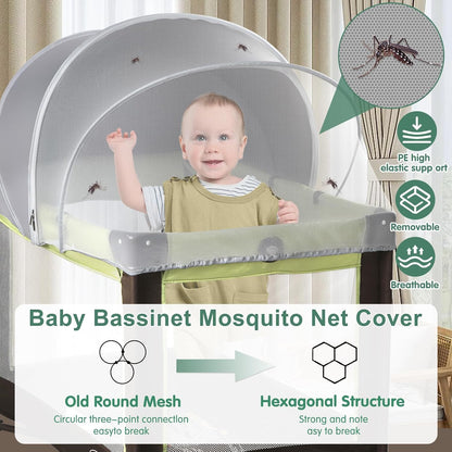 Bassinet Cover for Cats - Blackout Breathable Mosquito Net for Baby Bedside Sleepers & Travel Cribs, 2-Way Zipper Bug Canopy Tent to Block Light & Keep Cats Out (Black-Small)