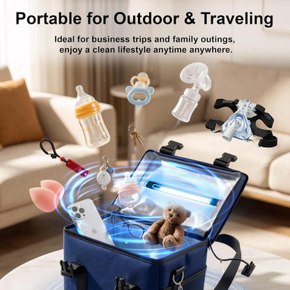 UV Sanitizer Box, 12L Portable Sanitizing and Cleaning Machine with 3-Level Timer, Foldable UV Cleaner Box for Toys, Mask, Towel, Key, UV Cleaning Machine Ozone Free