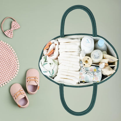 Baby Diaper Caddy Organizer for Girl Boy Rope Nursery Storage Bin Basket Portable Holder Tote Bag for Changing Table Car Travel Baby Shower Gifts Newborn Essentials Registry Must Have Items Pink