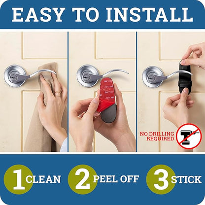 Door Lever Lock (3 Pack) Prevents Toddlers from Opening Doors. 3.25" L * 1.5" W * 4.5" H Easy One Hand Operation for Adults. Durable ABS with 3M Adhesive Backing. Simple Install (Black)