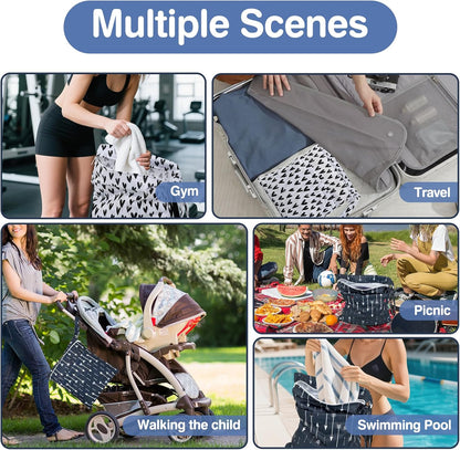 Wet Dry Bags 2-Pack with Cute Dolphin Print - Waterproof Travel Organizer for Swimming Pool Beach Gym Baby Cloth Diapers Swimwear with Dual Zippers
