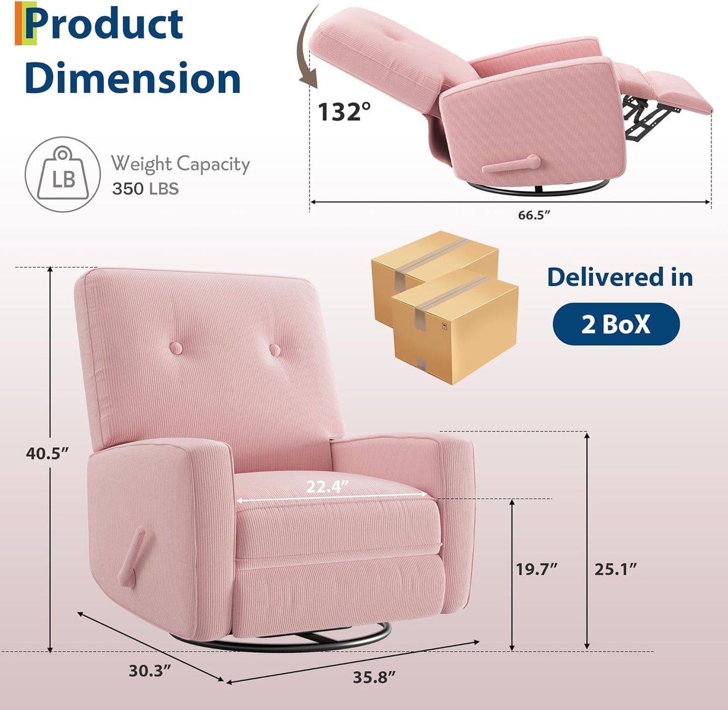 IDEALHOUSE Recliner Chair, 360° Swivel Rocking Glider Chair for Adults with Adjustable Backrest & Footrest, Cozy Linen Upholstered Armchair for Living Rooms, Bedrooms, Apartments, Beige