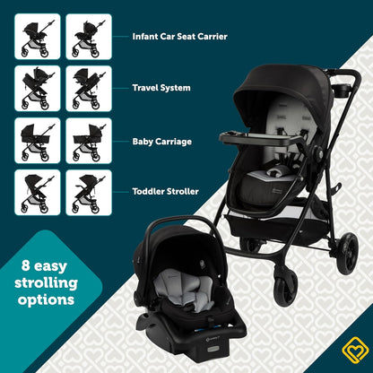 Safety 1st Grow and Go Flex 8-in-1 Car Seat Stroller Combo, Baby Stroller Travel Systems for Infants 4-30 lbs, Stroller and Carseat Combo Set, Night Rider