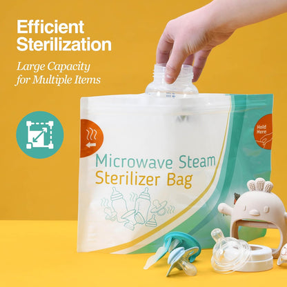 10 Pack Microwave Sterilizer for Baby Bottles Pacifier Sanitizer and Breast Pump Sterilizer Bags Portable Travel Sterilizer for Baby Bottles Pacifiers and Breast Pump Parts