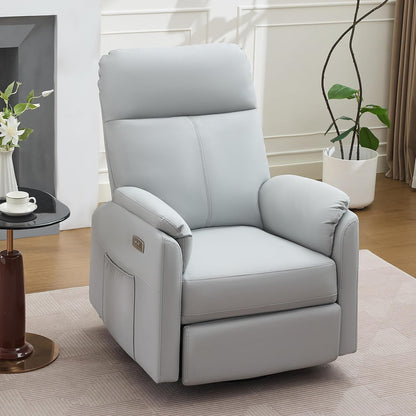 Power Glider Recliner Nursery Rocking Chair with USB Ports, Glider Chair with Lumbar Pillow for Living Room, Glider Swivel Recliner Chair for Nursery(Beige)