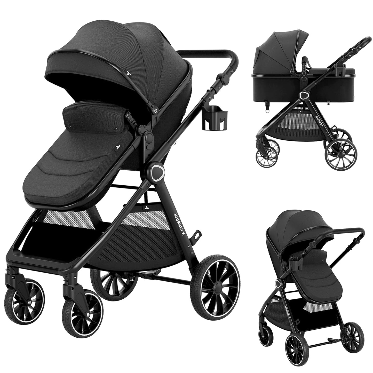 Accombe 2 in 1 Baby Stroller, Convertible Bassinet Pushchair for Infants and Newborns 0-36 Months