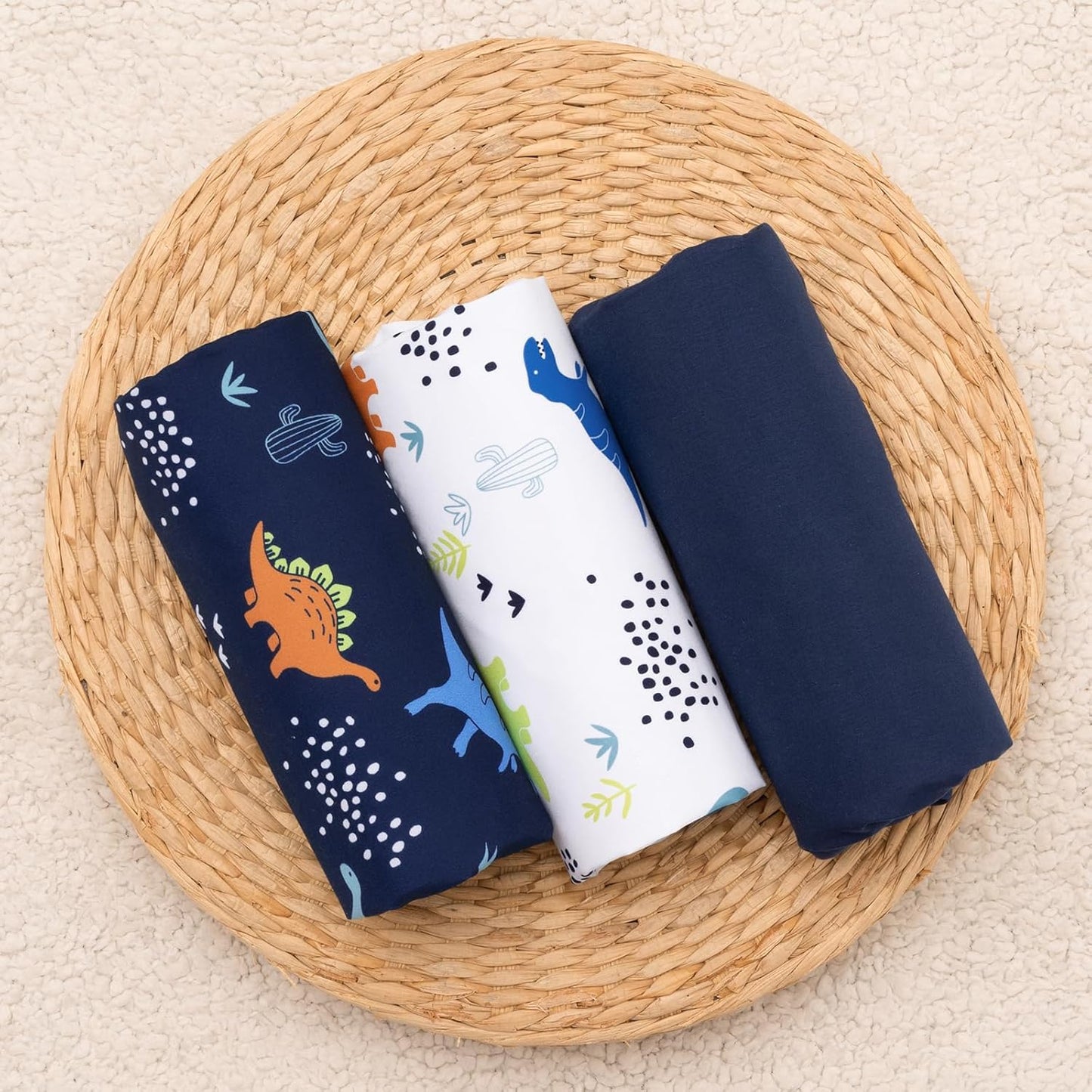 PHF 3 Pack Soft Mini Crib Sheets, Floral & Animal Pack N Play Sheets for Baby Boys Girls, No Slip Universal Fit for Pack N Play, Playard, Portable and Mini Crib Mattresses,Floral & Animal