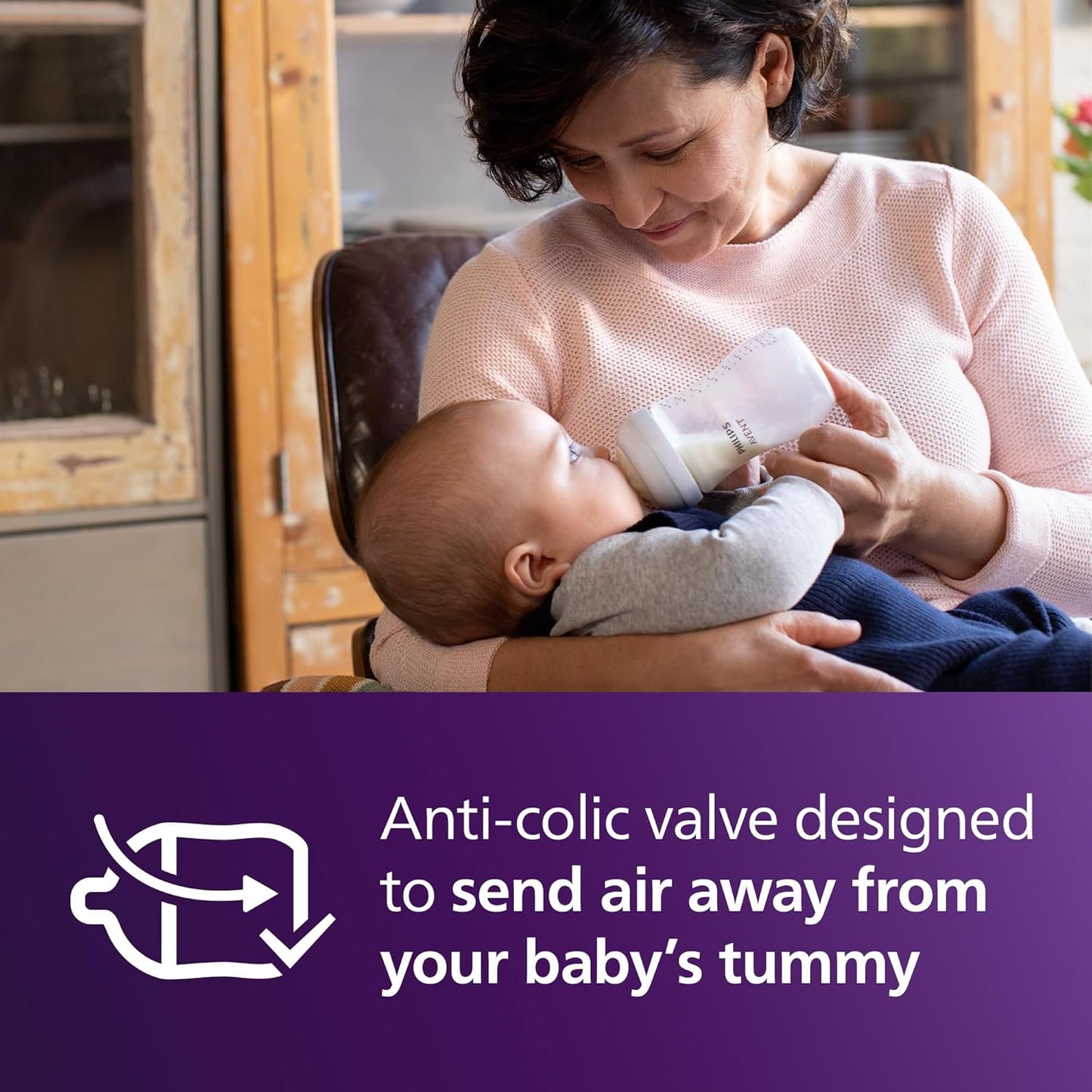 Philips Avent Natural Baby Bottles with Natural Response Nipples (Slow Flow, Flow 2), 4oz, 4-Pack, SCY900/04