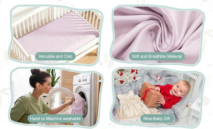 4 Pack Bassinet Sheets (19" x 33"), Compatible with Baby Delight, BabyBond, Dream On Me and Most Rectangle Bedside Sleeper Bassinet Mattress, Soft and Skin-Friendly, Mint Green and Color Rainbow