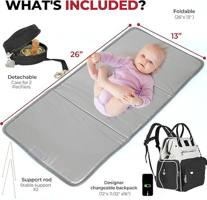 Award-Winning Baby Diaper Bag Backpack with Changing Station –Large Multifunction Waterproof Diaper Bag, Warm Bottle Pockets, Travel Baby Organizer Mom & Dad, Newborn Baby Essentials, Newborn Gift