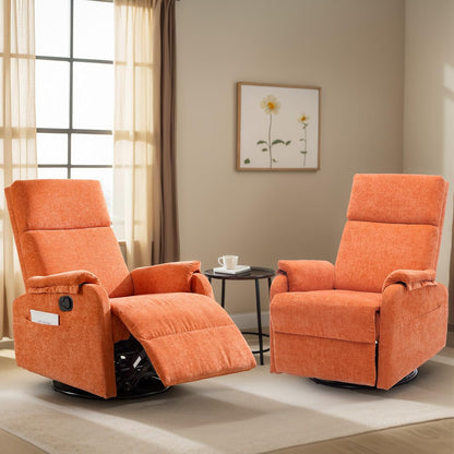 Korser Recliner Chair, Swivel Rocking Recliner Chair for Adults, Glider Rocking Chair, Small Nursery Chair Recliner for Living Room, Reclining Chair with Modern-Designed Armrests, Chenille, Beige