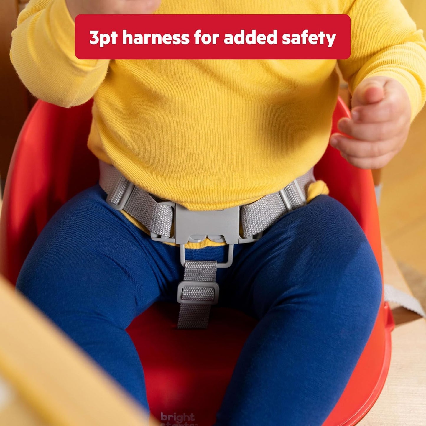 Bright Starts Disney Stitch My Spot Easy-Clean Baby Booster Feeding Chair, 3-Point Harness, Washable Removable Straps, Blue