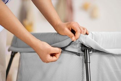 BABYBJORN Travel Crib Light - Silver + Fitted Sheet Bundle Pack ,Silver, One Size