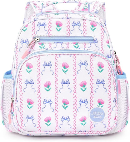 mibasies Toddler Backpack for Girls 2-4: Preschool Kindergarten Backpack - Cute Kids Backpacks for Girls - Bowknot Rose Sky Blue