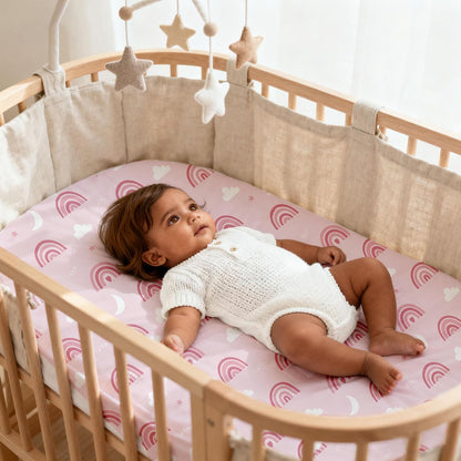 Bedside Sleeper Bassinet Fitted Sheets 20 x 33, 3 Pack Baby Delight Beside Me Dreamer,Babybond,Jimglo,koola,cowiewie,fodoss, Dream On Me Baby Square Bassinet, Pink Animal