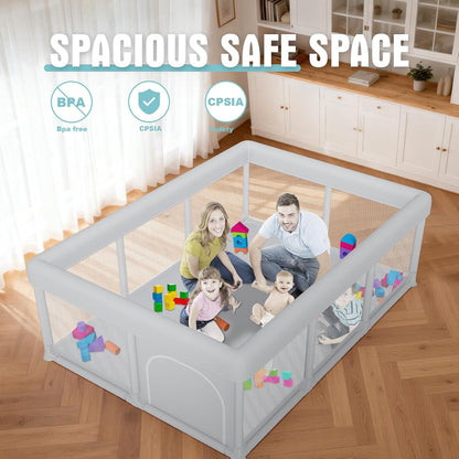 Hiaksedt Baby Playpen 50x50 Inch, Play Pens for Babies and Toddlers Baby Fence Play Yards for Indoor & Outdoor with Breathable Mesh Anti-Fall Playpen