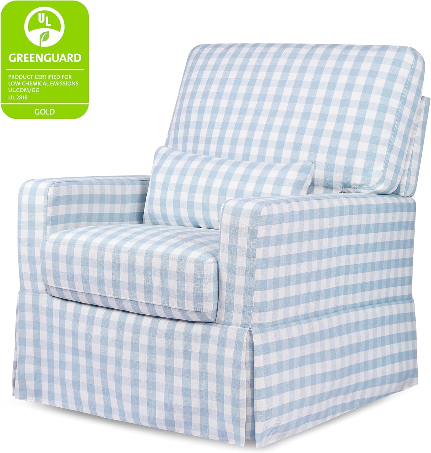 Namesake Crawford Pillowback Comfort Swivel Glider in Tan Gingham, Water Repellent & Stain Resistant, Greenguard Gold & CertiPUR-US Certified