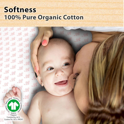 3-Pack Bedside Sleeper Bassinet Sheets | GOTS Certified Organic 100% Muslin Cotton | Ultra Soft & Breathable | 33×20×4” Fitted Sheets | Universal Fit 29–33” x 17–21” Pads