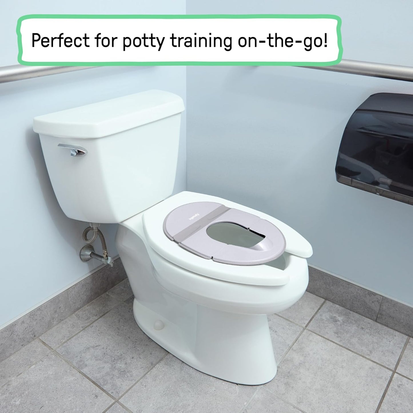 Ingenuity My Travel Potty, 2-in-1 Baby and Toddler Portable Potty Seat & Potty Ring, Lightweight Foldable, Includes Travel Bag & 3 Disposable Liners, Neutral