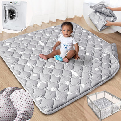 Baby Play Mat, 50x50 Playpen Mat with Super Soft Touch, Activity Mats with Upgraded Anti-Slip Bottom, Machine Washable Crawling Mats for Floor & Picnic (Animal Alphabets)