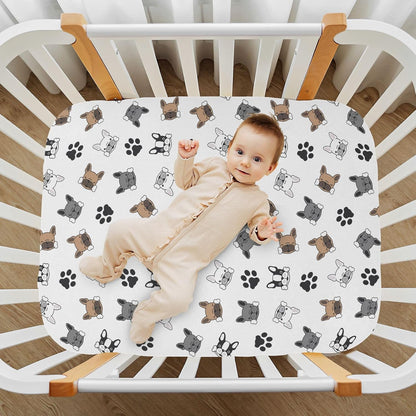 Fitted Crib Sheets Turtle Sea Horse Stretchy Portable Playard Sheets for Baby Toddler, Breathable Soft Mini Crib Mattress 39 x 27 in for Boys and Girls