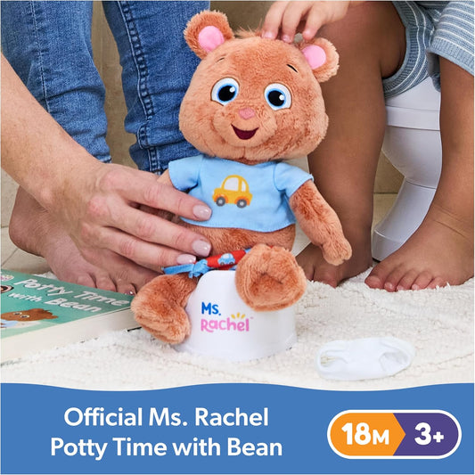 Ms. Rachel Potty Time with Bean, 11” Plush Teddy Bear with Play Toilet & Accessories, Toddler Toys for Girls & Boys for Ages 18 Months to 3+