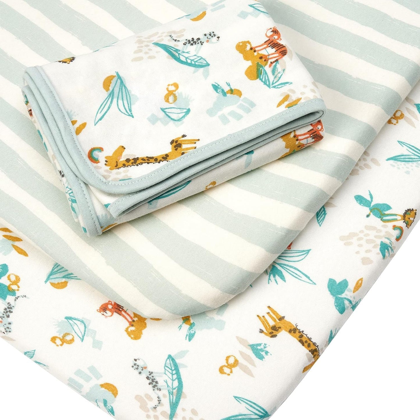 Tutti Bambini Premium Bassinet Sheets (2 Pack) - Soft & Breathable Bamboo Jersey, Double-Strength Bedside Sleeper Sheets, Fits Mattresses from 20.8 x 31.5 in to 23.6 x 35.4 in (Our Planet)